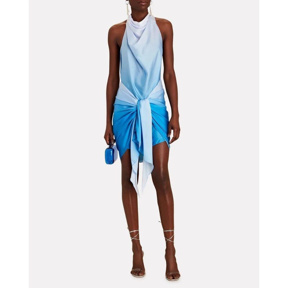 Baobab Providencia High Neck Mini Dress in Blue Ombre